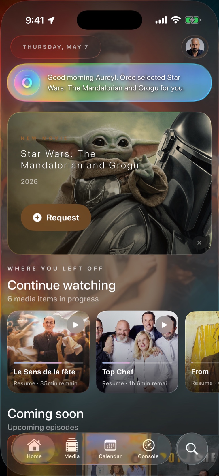 Ōrea TV home screen on iPhone